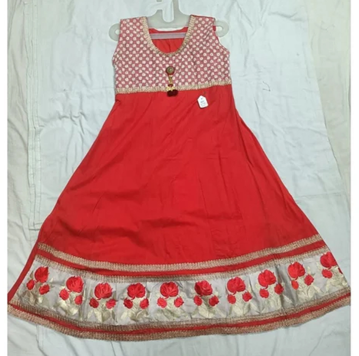 Red Anarkali Cotton Kurti
