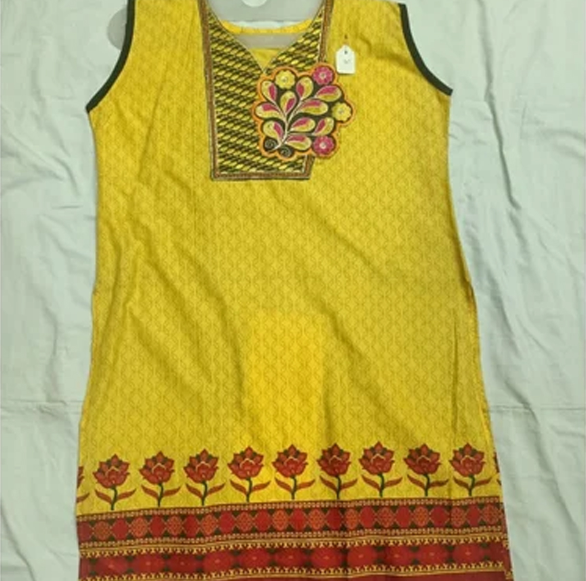 Yellow Cotton Short Kurti